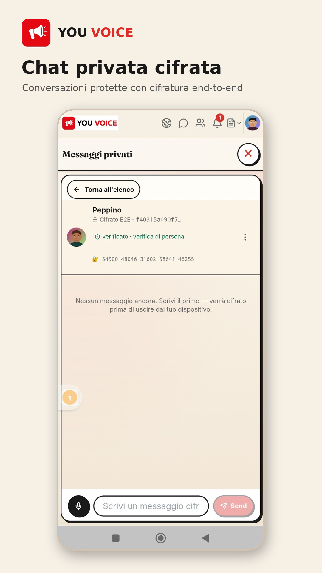 Chat privata cifrata end-to-end di You Voice